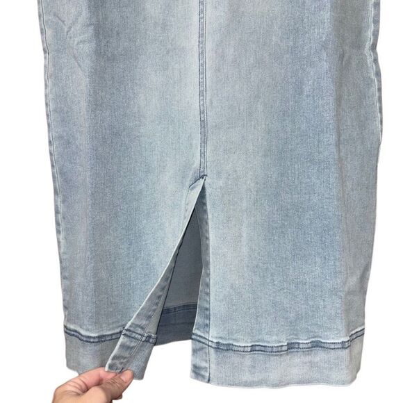 Free people tell me about it midi dress open back soft denim boho 90s size 8 new - Picture 9 of 11